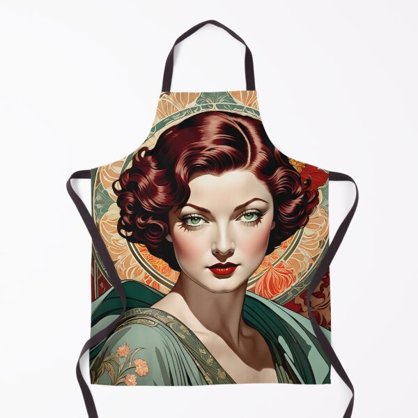 Item preview, Myrna Loy - Oblique Ink and Floral #24011 - Hollywood Legends Art Nouveau Illustration designed and sold by centuryretromedia.