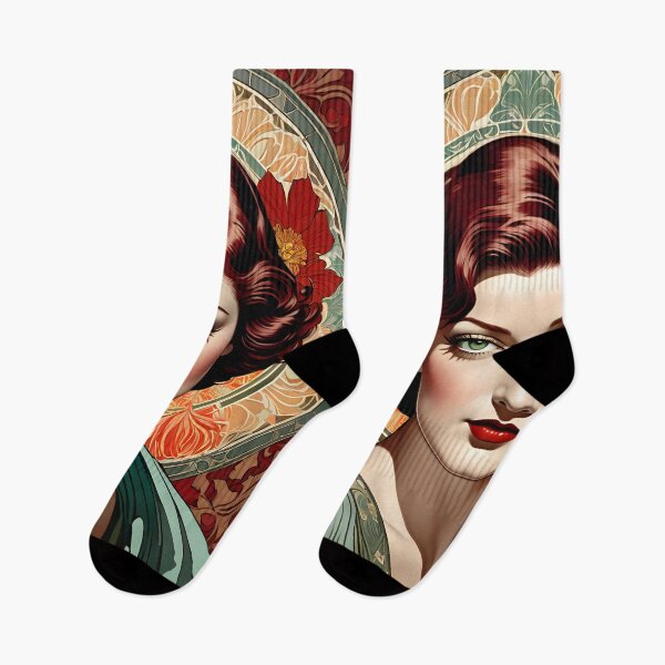 Item preview, Myrna Loy - Oblique Ink and Floral #24011 - Hollywood Legends Art Nouveau Illustration designed and sold by centuryretromedia.
