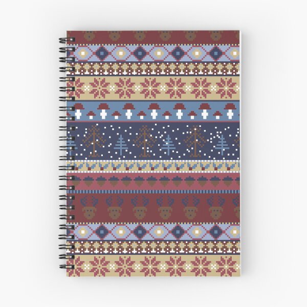 Item preview, Winter Faux Fairisle Knit Stripes in Blue Maroon and White designed and sold by YesterdayColl.