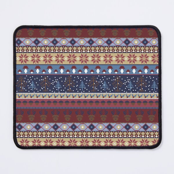 Item preview, Winter Faux Fairisle Knit Stripes in Blue Maroon and White designed and sold by YesterdayColl.