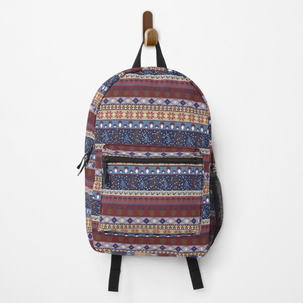 Item preview, Winter Faux Fairisle Knit Stripes in Blue Maroon and White designed and sold by YesterdayColl.
