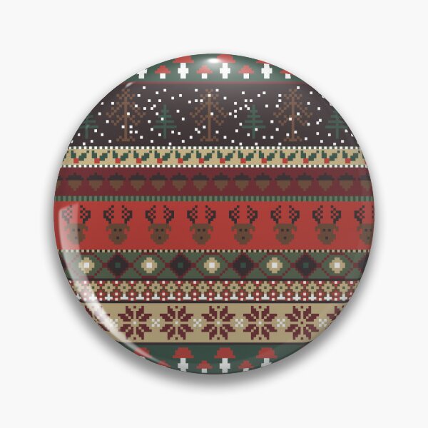 Item preview, Winter Faux Fairisle Knit Stripes in Brown Green and Red designed and sold by YesterdayColl.