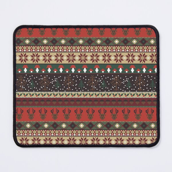 Item preview, Winter Faux Fairisle Knit Stripes in Brown Green and Red designed and sold by YesterdayColl.
