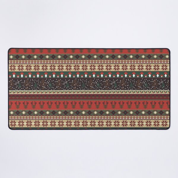 Item preview, Winter Faux Fairisle Knit Stripes in Brown Green and Red designed and sold by YesterdayColl.