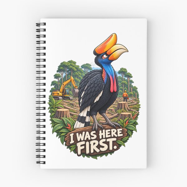 Item preview, I Was Here First – Rhinoceros Hornbill Conservation designed and sold by Animal Puns.