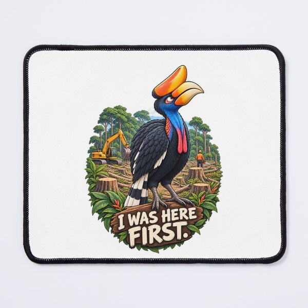 Item preview, I Was Here First – Rhinoceros Hornbill Conservation designed and sold by Animal Puns.