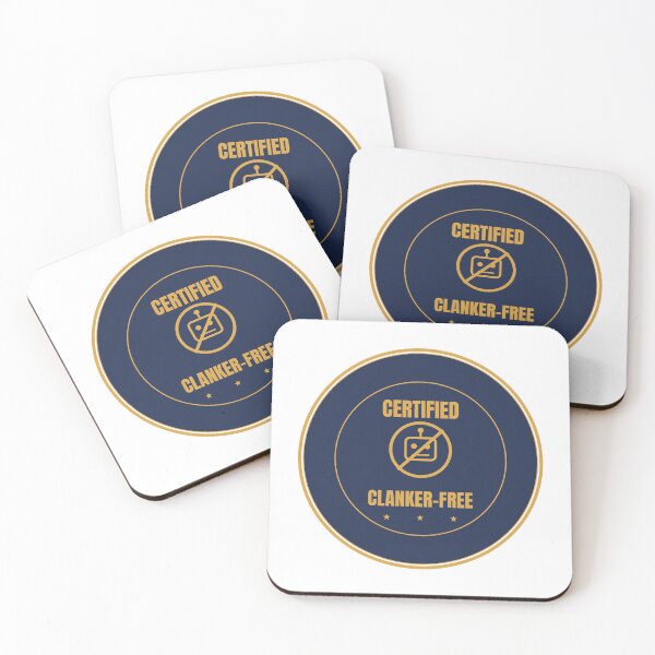 Item preview, Certified Clanker-Free Funny AI Badge Shirt Dark designed and sold by BerkleyCo.