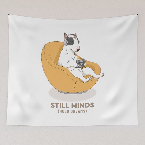 Item preview, Bull Terrier Listening to Walkman Retro Aesthetic designed and sold by COZY VINTAGE animal.