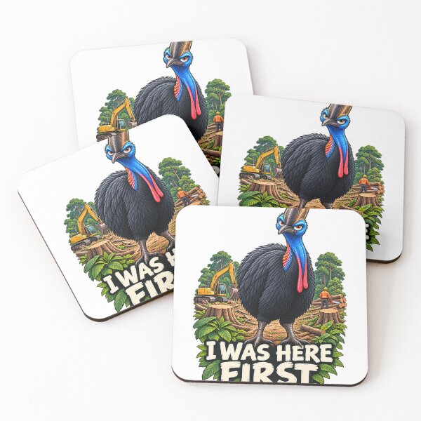Item preview, I Was Here First – Southern Cassowary Wildlife designed and sold by Animal Puns.