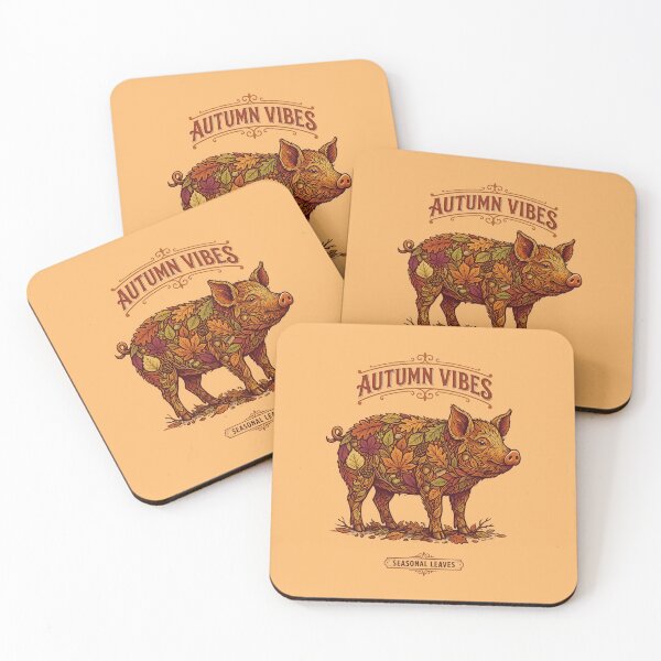 Item preview, Autumn vibes, seasonal leaves - Pig in fall outfit - Autumn design animals designed and sold by ParadoxParadox.