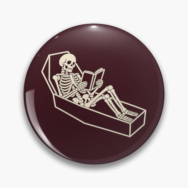 Item preview, Goth Reader Skeleton in a Coffin designed and sold by POD DYNASTY | Original Print On Demand T-Shirt Graphics.