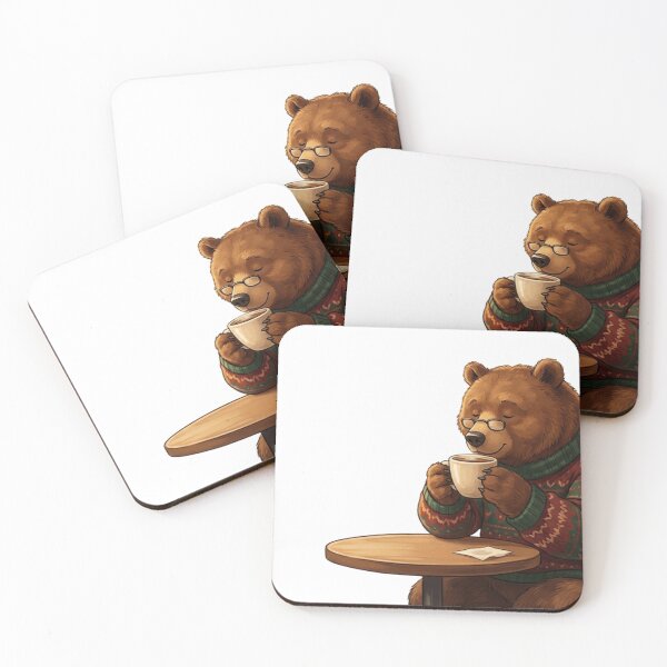 Item preview, Cozy Brown Bear Drinking Coffee Art designed and sold by DreamArtis.