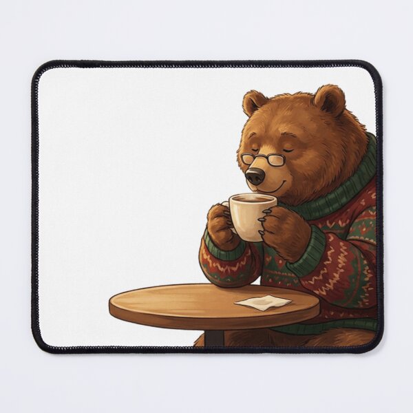 Item preview, Cozy Brown Bear Drinking Coffee Art designed and sold by DreamArtis.