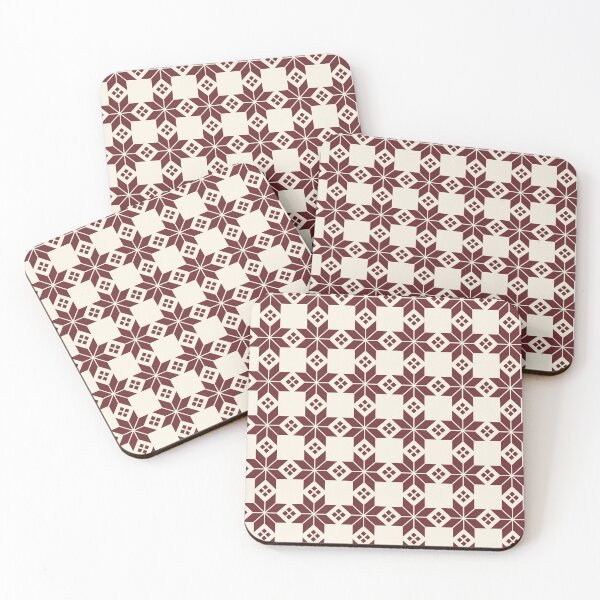 Item preview, Snowflake Fairisle Check in Cream and Maroon designed and sold by YesterdayColl.