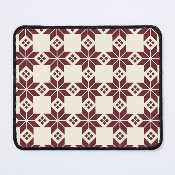 Item preview, Snowflake Fairisle Check in Cream and Maroon designed and sold by YesterdayColl.