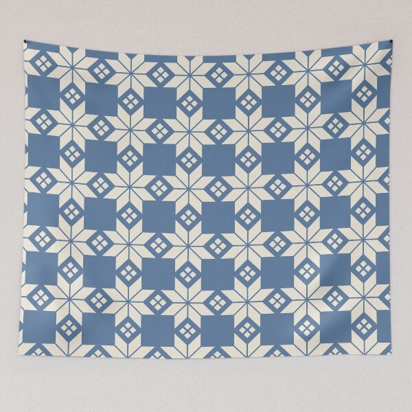 Item preview, Snowflake Fairisle Check in Ice Blue and Cream designed and sold by YesterdayColl.