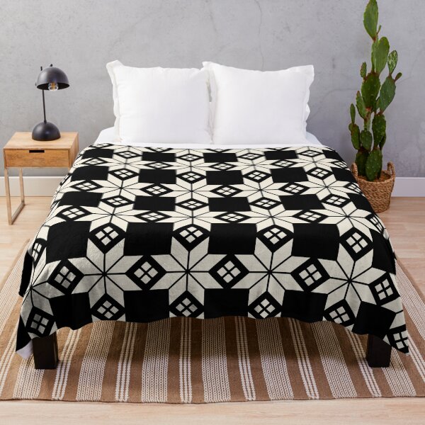Item preview, Snowflake Fairisle Check in Black and Cream designed and sold by YesterdayColl.