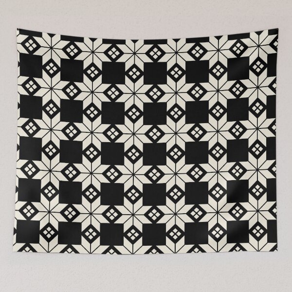 Item preview, Snowflake Fairisle Check in Black and Cream designed and sold by YesterdayColl.