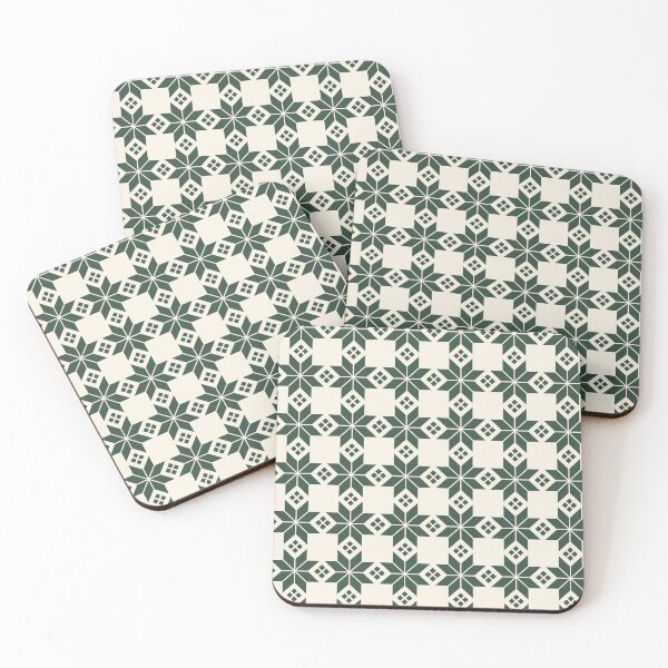 Item preview, Snowflake Fairisle Check in Cream and Pine Green designed and sold by YesterdayColl.