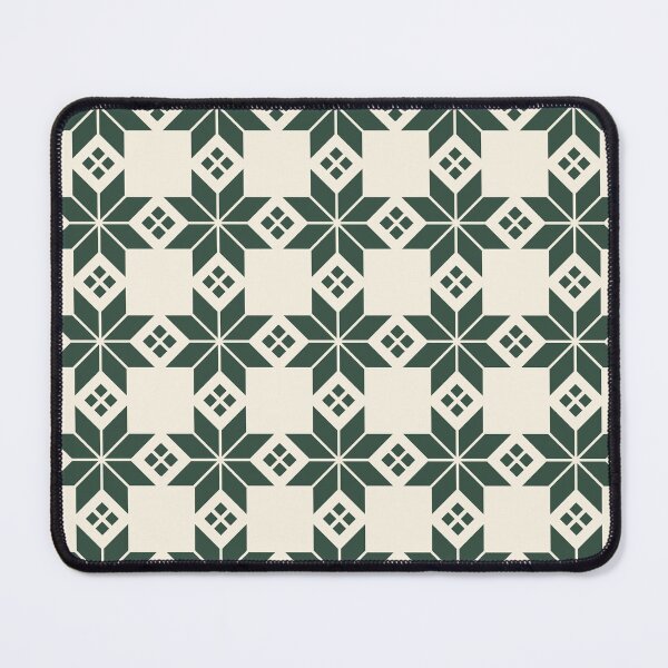 Item preview, Snowflake Fairisle Check in Cream and Pine Green designed and sold by YesterdayColl.