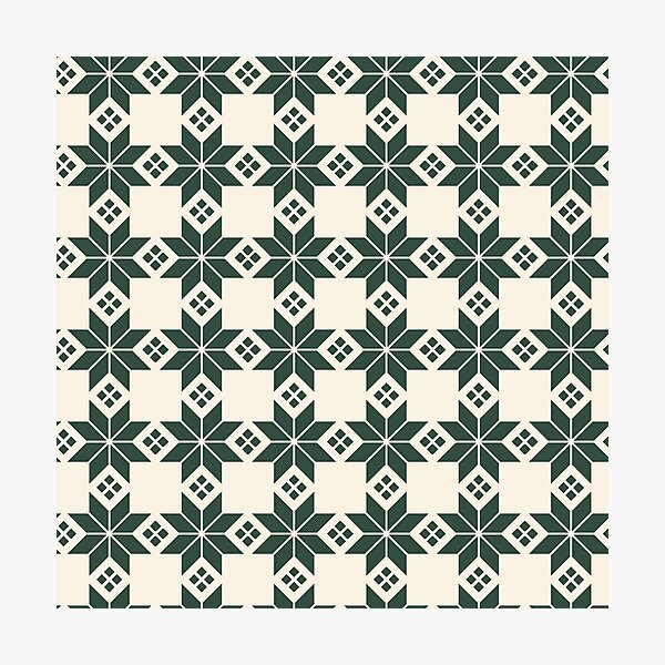 Item preview, Snowflake Fairisle Check in Cream and Pine Green designed and sold by YesterdayColl.