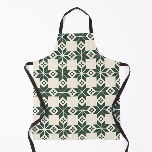 Item preview, Snowflake Fairisle Check in Cream and Pine Green designed and sold by YesterdayColl.