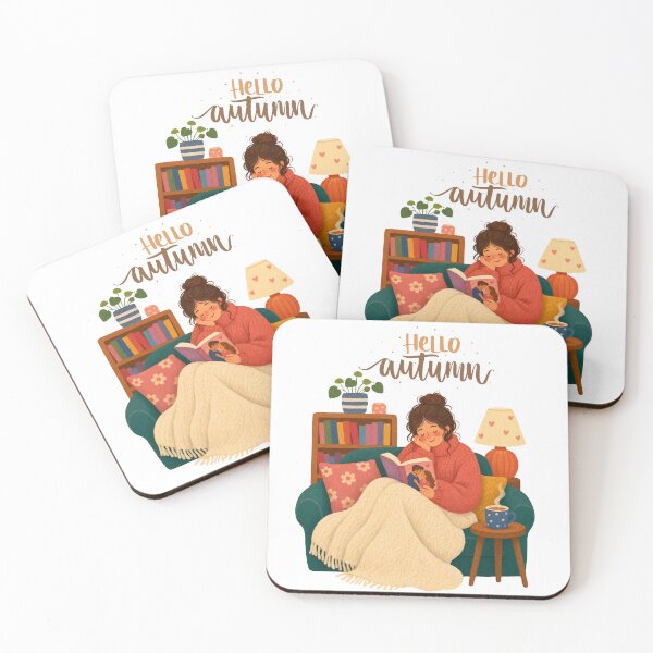 Item preview, hello autumn cozy girl reading book  designed and sold by stileepensieri.