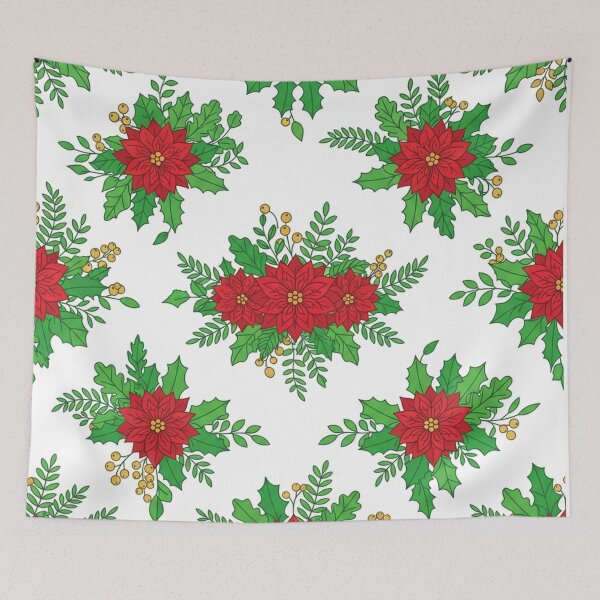 Item preview, Festive Poinsettia Floral Christmas Holiday Pattern designed and sold by Owcomm.