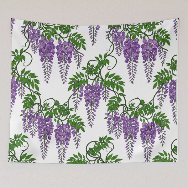 Item preview, Purple Wisteria Flowers Botanical Seamless Pattern designed and sold by Owcomm.