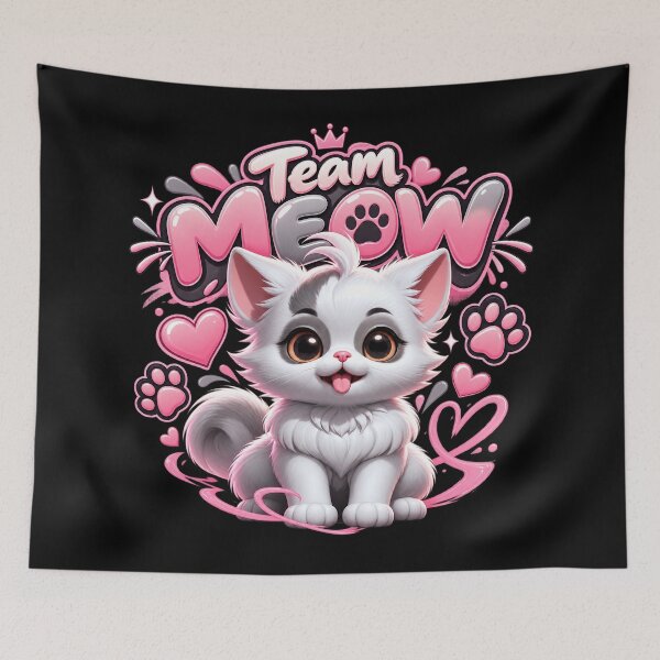 Item preview, Team Meow Cute Kawaii Cat – Pink Hearts & Paw Prints designed and sold by IMuDesigner.