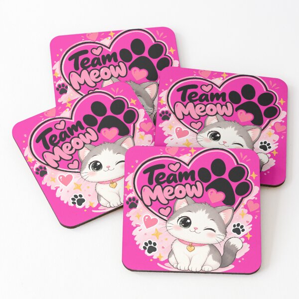 Item preview, Team Meow Kawaii Winking Cat – Cute Pink Paw & Heart Design designed and sold by IMuDesigner.