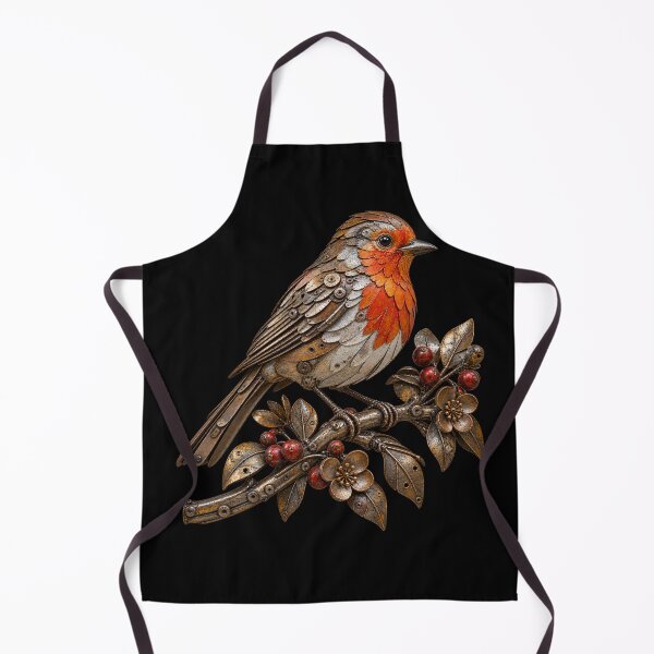 Item preview, Robin Scrap Metal Bird Sculpture on Botanical Branch designed and sold by Emoji Emblems.