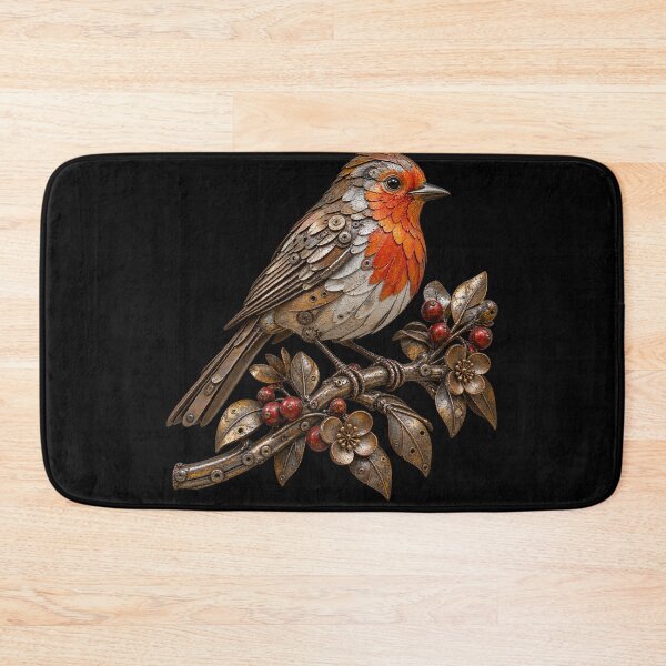 Item preview, Robin Scrap Metal Bird Sculpture on Botanical Branch designed and sold by Emoji Emblems.