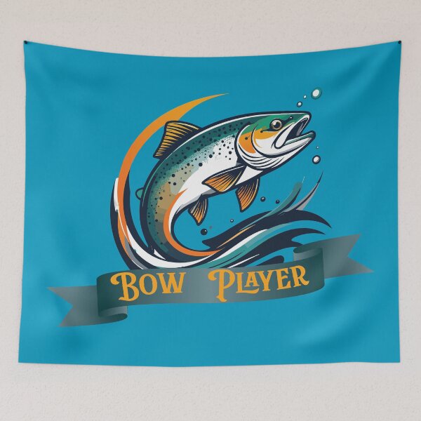 Item preview, Rainbow trout fishing logo style illustration "Bow Player" designed and sold by Art-Horizon.