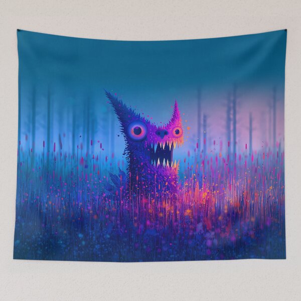 Item preview, Blue Glowing Creature Spooky Monster Art designed and sold by Lunat1kk.