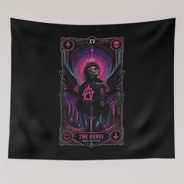 Item preview, The Rebel Cyberpunk Tarot Card - Edgy Synthwave Arcana Art designed and sold by ERODED SELF.