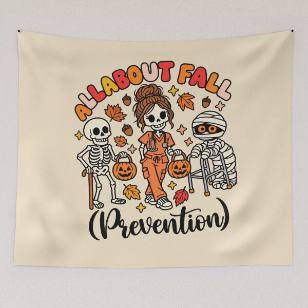 Item preview, All About Fall Prevention Halloween Nurse Skeleton Humor designed and sold by AmiGraph.
