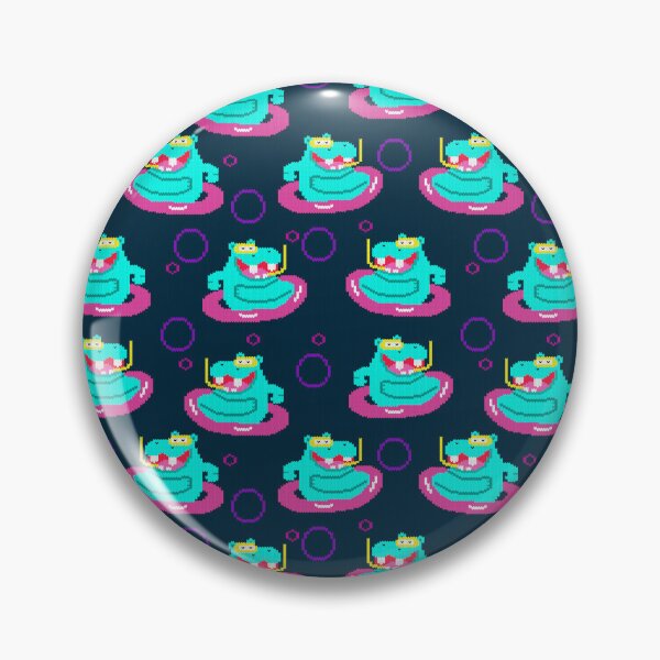 Item preview, Pixel Hippo Pool Party Seamless Pattern designed and sold by RomaRook.