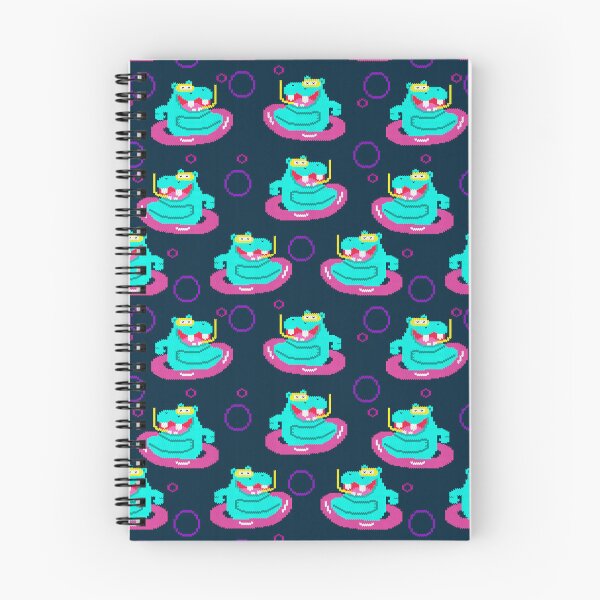 Item preview, Pixel Hippo Pool Party Seamless Pattern designed and sold by RomaRook.