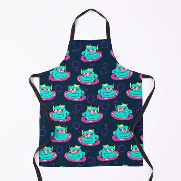 Item preview, Pixel Hippo Pool Party Seamless Pattern designed and sold by RomaRook.