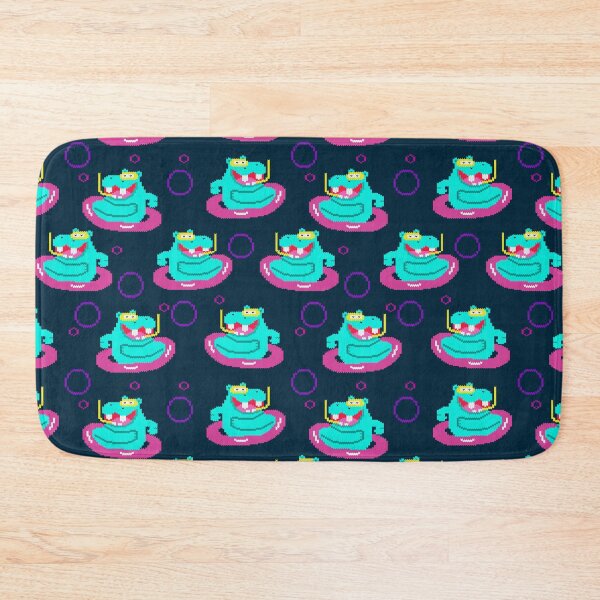 Item preview, Pixel Hippo Pool Party Seamless Pattern designed and sold by RomaRook.
