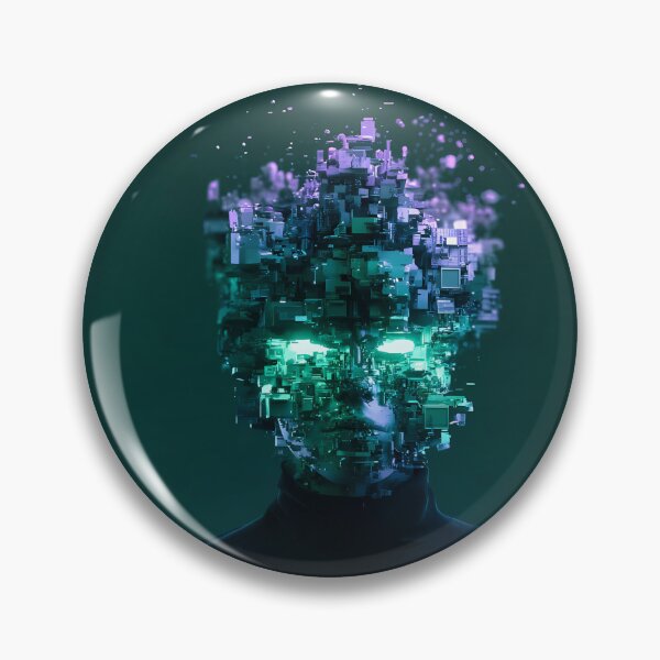 Item preview, Digital  Head Pixel Disintegration Cyberpunk Art designed and sold by Lunat1kk.