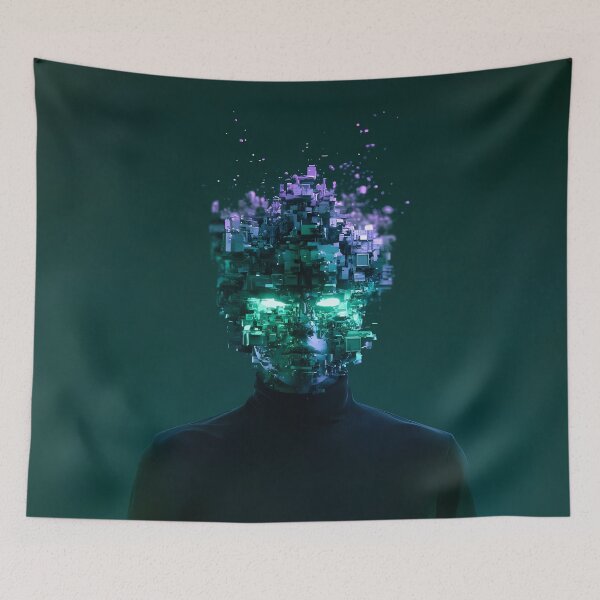 Item preview, Digital  Head Pixel Disintegration Cyberpunk Art designed and sold by Lunat1kk.