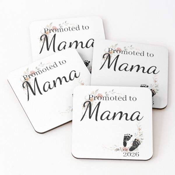 Item preview, Promoted To Mama Floral Wreath Baby Footprints Watercolor Style 2026 designed and sold by KristiTaylorArt.