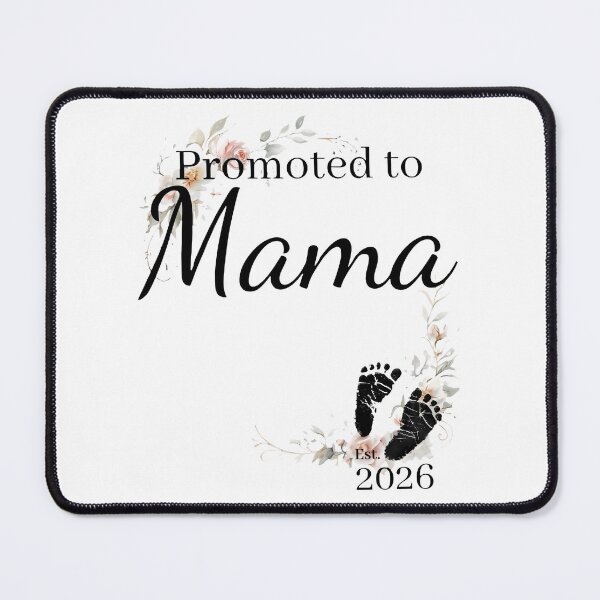 Item preview, Promoted To Mama Floral Wreath Baby Footprints Watercolor Style 2026 designed and sold by KristiTaylorArt.