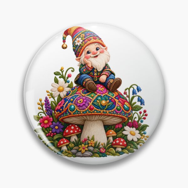Item preview, Whimsical Gnome Mushroom Embroidery Garden Fantasy designed and sold by HoMya.