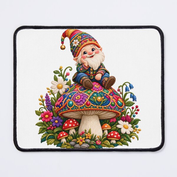Item preview, Whimsical Gnome Mushroom Embroidery Garden Fantasy designed and sold by HoMya.