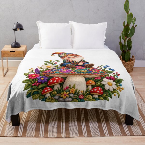 Item preview, Whimsical Gnome Mushroom Embroidery Garden Fantasy designed and sold by HoMya.