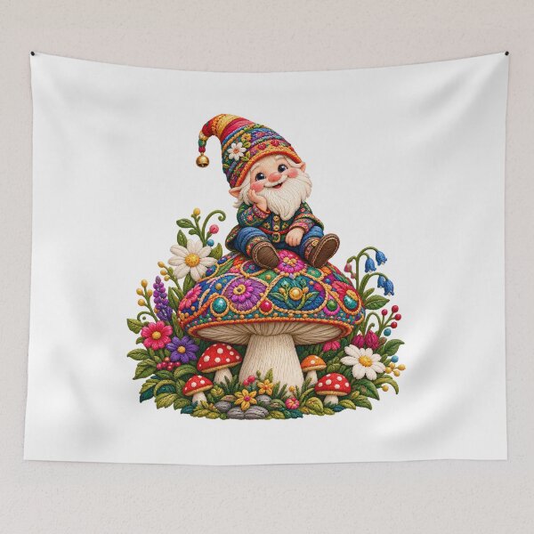 Item preview, Whimsical Gnome Mushroom Embroidery Garden Fantasy designed and sold by HoMya.