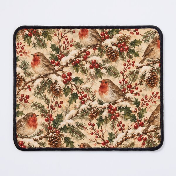 Item preview, Vintage Christmas Robin Holly Snow designed and sold by mycute-stickers.
